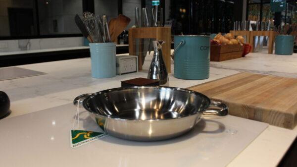 Stainless Steel Satay Fry Pan - 28cm - Riveted Double Short Handles - Image 4
