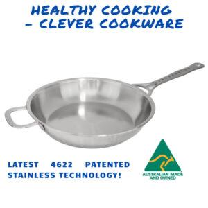 Stainless Satay Frypan - 28 cm - Welded Double Handles (long and short handles)