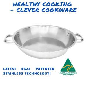 Stainless Steel Satay Fry Pan - 28cm - Riveted Double Short Handles