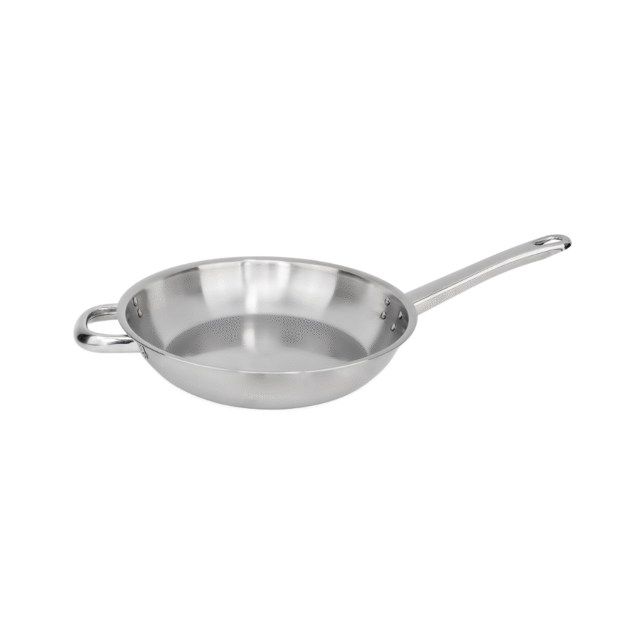 Stainless Steel Satay Fry Pan - 28cm - Riveted Double Handles (long and short) - Image 5