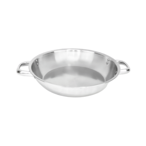 Stainless Steel Satay Fry Pan - 28cm - Riveted Double Short Handles - Image 5